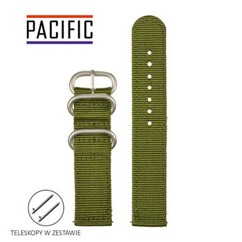 PASEK N02 - 27/SL - CIEMNY ZIELONY / SREBRNY - 22MM