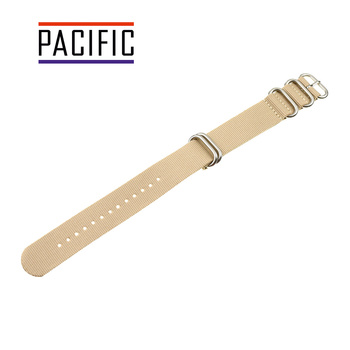 PASEK PARCIANY N01 - 17/S - BEŻOWY / SREBRNY - 22MM