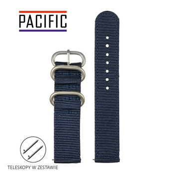 PASEK N02 - 5/SL - GRANATOWY / SREBRNY - 24MM