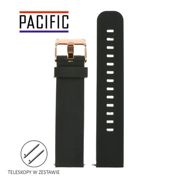 PASEK U15 - 1/RG - CZARNY / RÓŻOWY ZŁOTY - 22MM