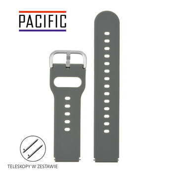 PASEK U01 - 7/S - CIEMNY SZARY / SREBRNY - 22MM