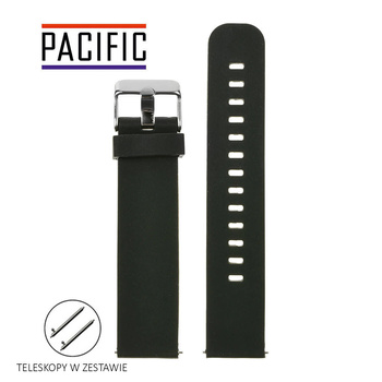 PASEK U15 - 1/S - CZARNY / SREBRNY - 22MM