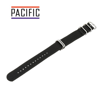 PASEK PARCIANY N01 - 1/S - CZARNY / SREBRNY - 18MM