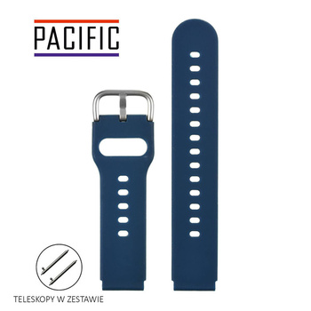 PASEK U01 - 5/S - GRANATOWY / SREBRNY - 22MM