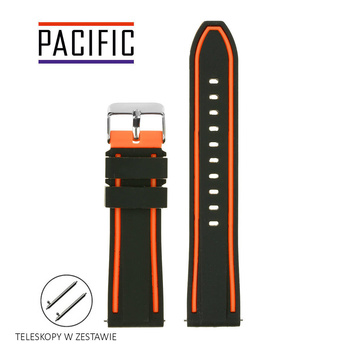 PASEK U14 - 1.12 - CZARNY / POMARAŃCZOWY - 22MM